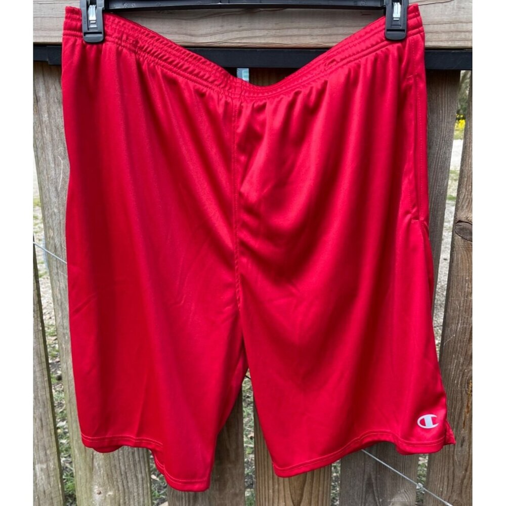 Champion Mens Red Athletic Shorts With Elastic Waistband 2XL big and tall